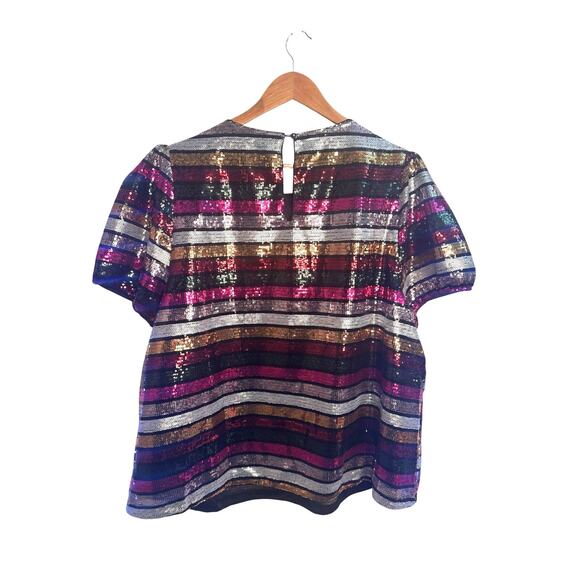 Fate Curve Women’s Sequin Top Plus Size Multicolor Stripe Party Blouse NWT - Picture 8 of 12